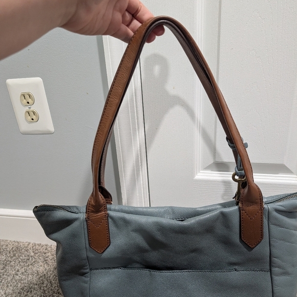 Fossil Blue Gray Fiona Tote with Brown Accents - Picture 8 of 14